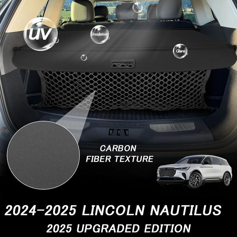 Sze Cargo Cover for Lincoln Nautilus 2024 2025 Accessories Retractable Trunk Cover Black Rear Trunk Security Cover Shielding Shade Waterproof-New Upgrade - Image 4